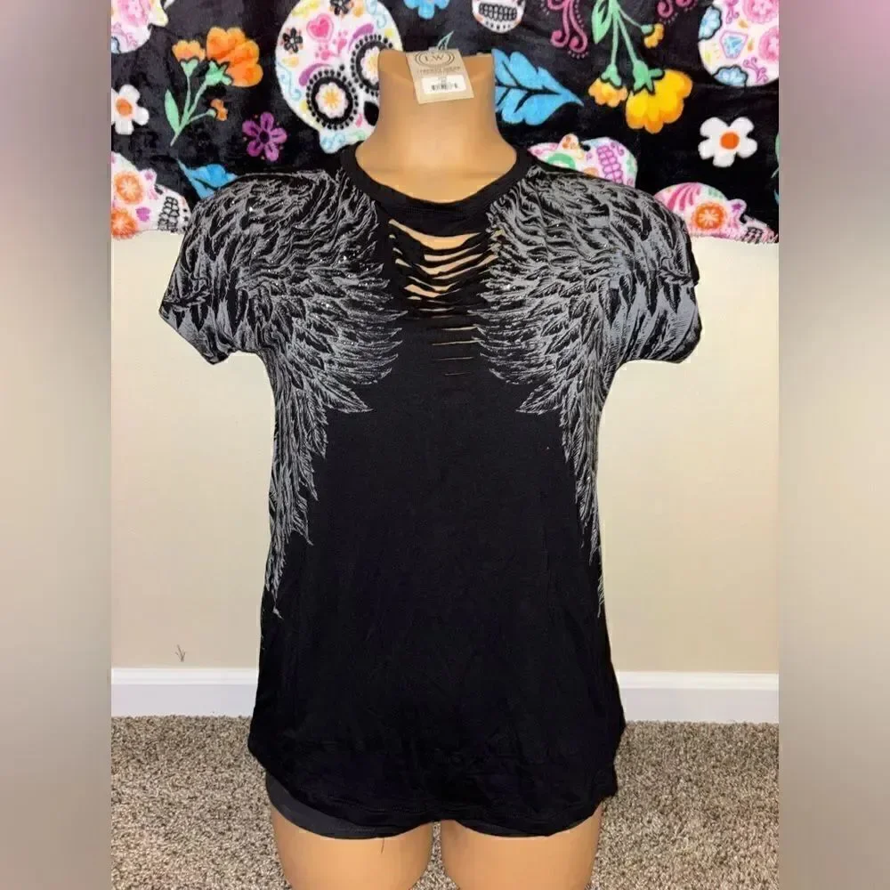 Liberty Wear Rise Above Angel Wings Tee